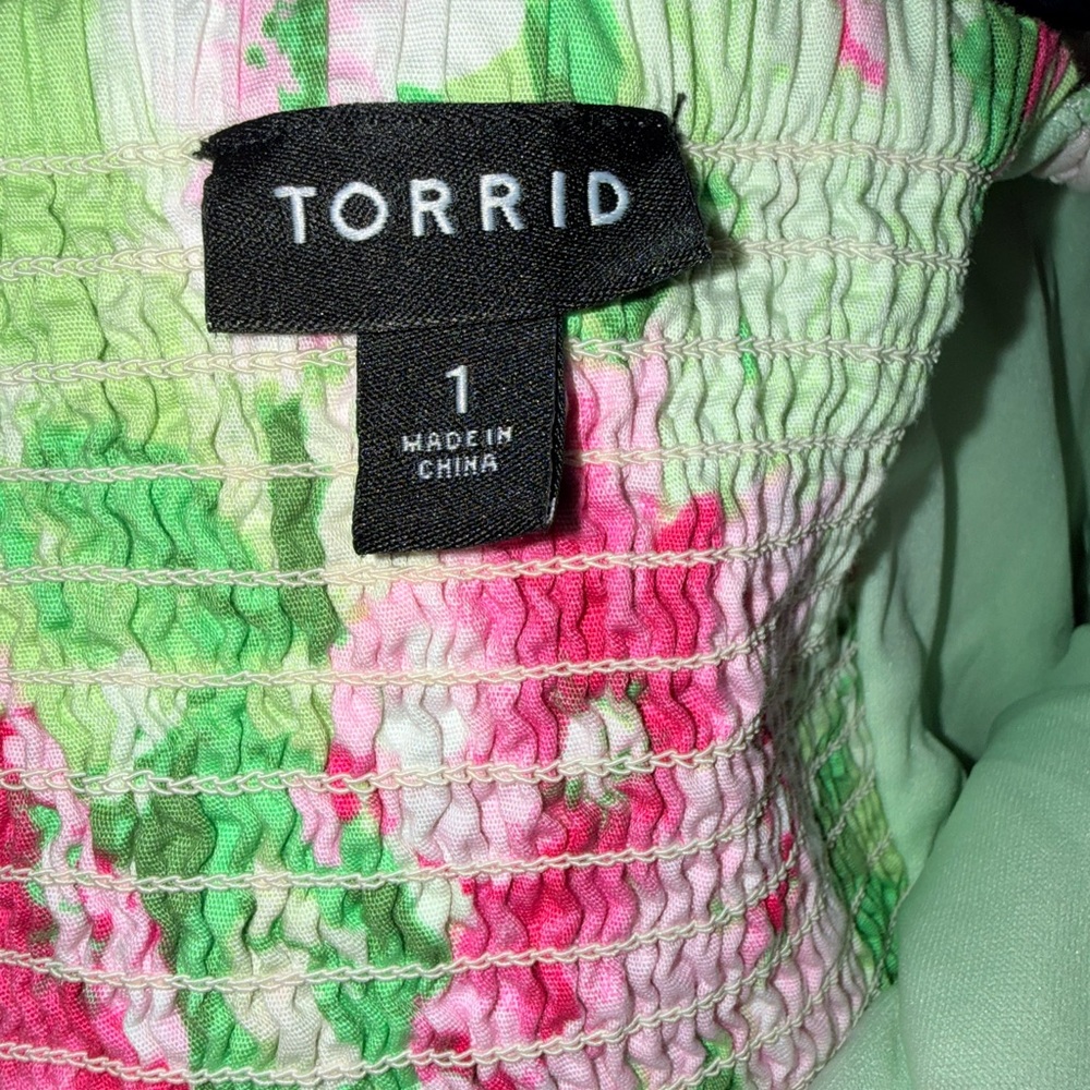 Like New Torrid Size 1 Floral Spring Midi Sundress Garden Pink Green - Picture 7 of 13